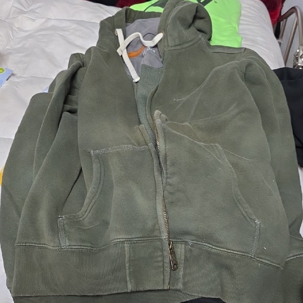 Olive Green Zip-Up Hoodie